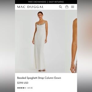 Beaded Spaghetti Strap Column Gown